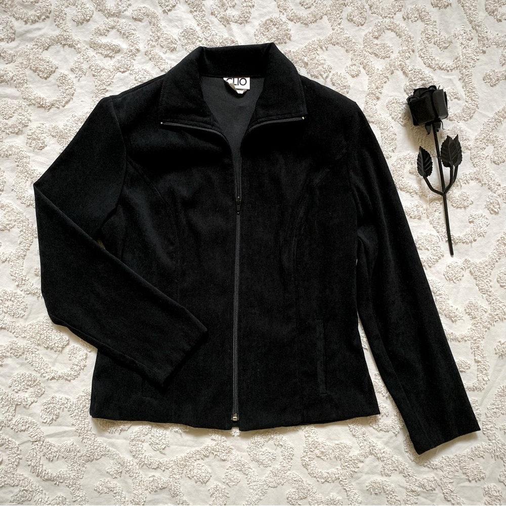 Vintage Faux Suede Velvety Jacket w Shoulder Pads size 4